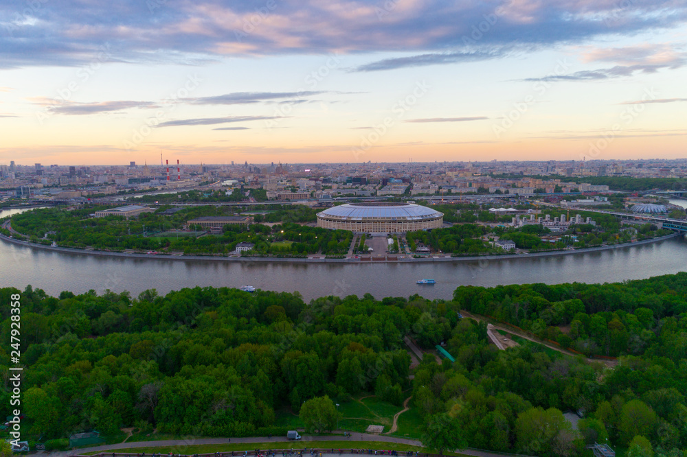 Stadium Luzniki at Moscow, Russia, aerial view.