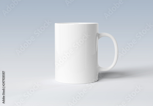 Blank mug mockup isolated on grey 3D rendering