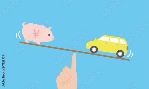 車とお金の天秤イメージ