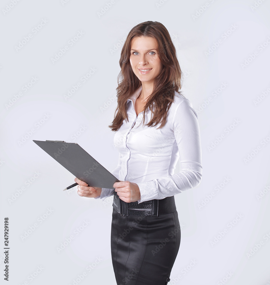 Executive business woman reading a business document Executive business woman reading a business document