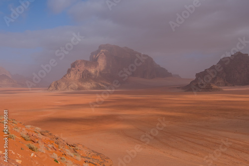 Jordanian desert in Wadi Rum  Jordan