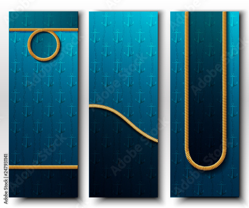 Set of vertical maritime banners.