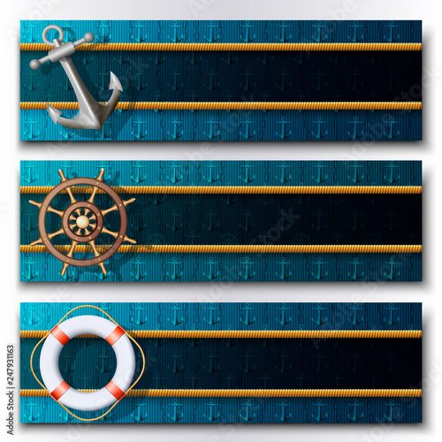 Set of tree maritime banners.