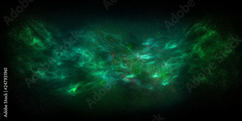 Universe filled with stars, nebula and galaxy. Galaxy and nebula in space.  Abstract Blue and Green space background. Thanos Galaxy Avengers.  photo