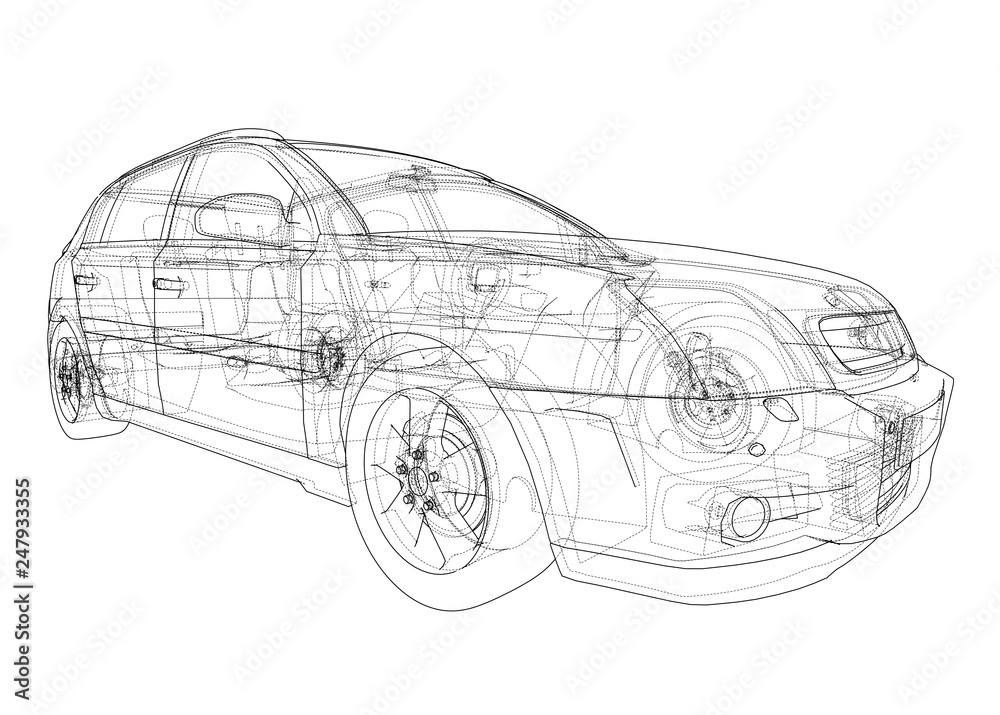 Concept car. Vector rendering of 3d