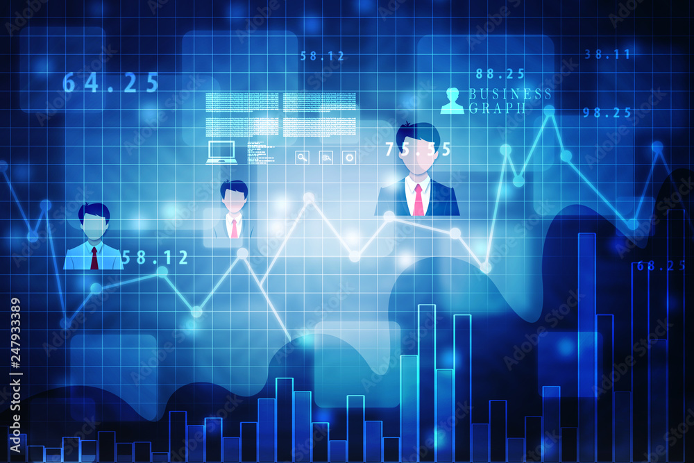 2d rendering Stock market online business concept. business Graph 2d rendering Stock market online business concept. business Graph