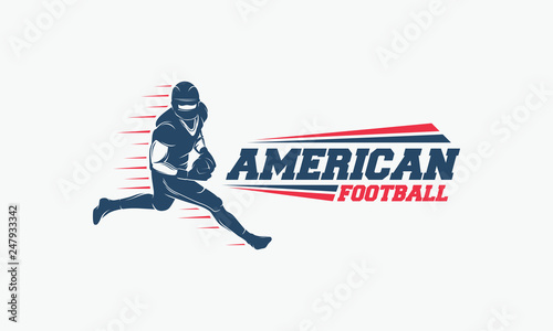 Running American football player logo silhouette, American Football logo