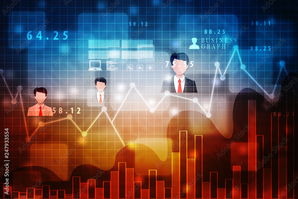 2d rendering Stock market online business concept. business Graph 2d rendering Stock market online business concept. business Graph