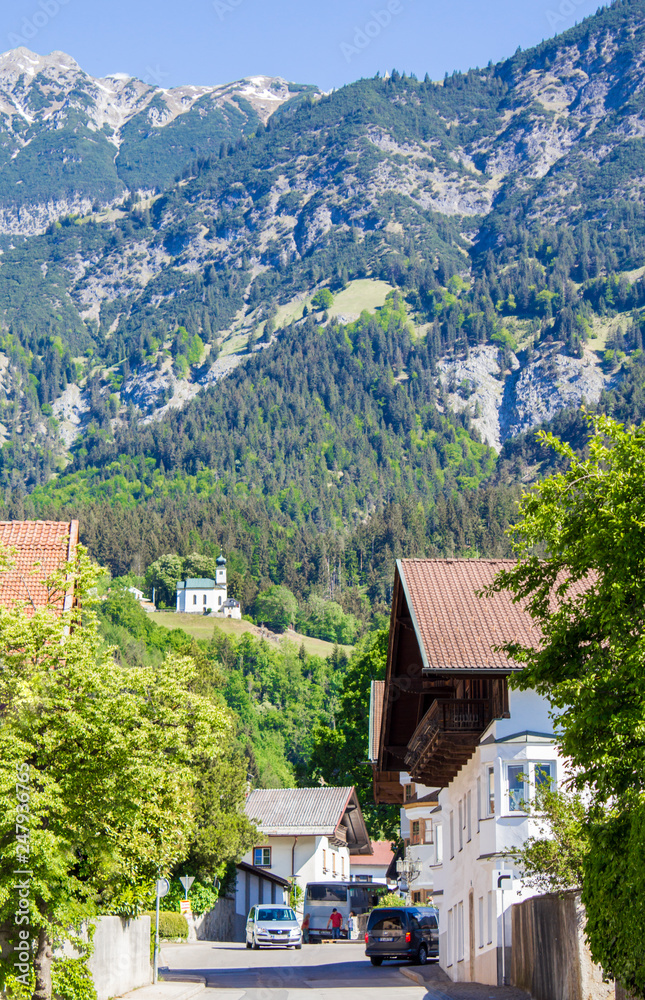 Thaur (Austria). Architecture Thaur. View of the Tyrolean Alps