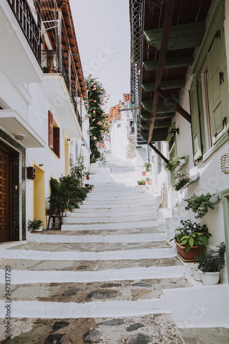 Stairway between Greek houses.