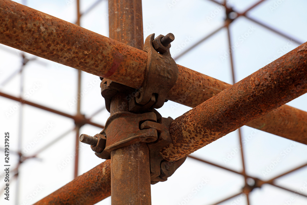 Oxidation rusty scaffolding