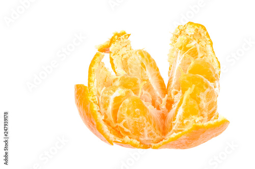 Fruits of a tangerine on a white background.