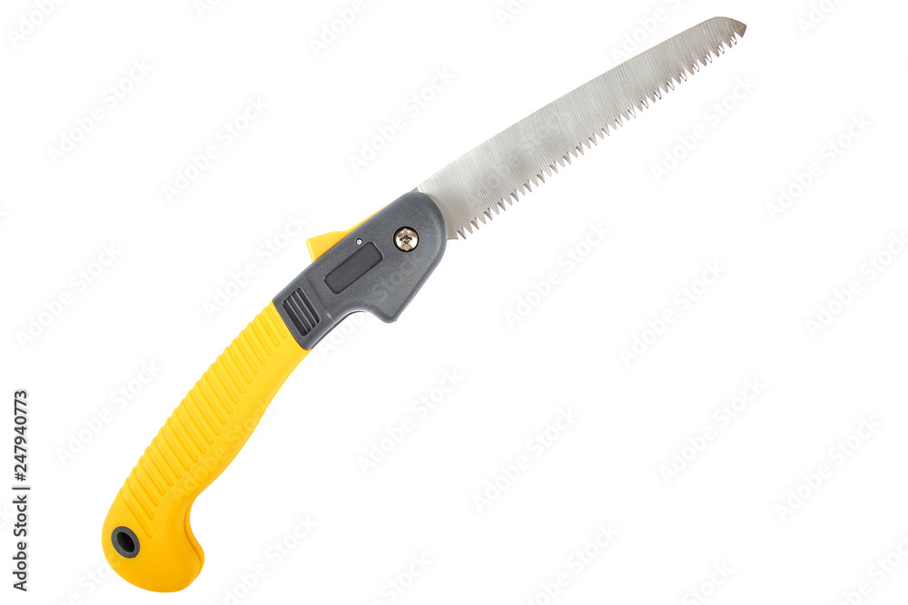 Folding saw isolated on a white background. Folding saw isolated on a white background.