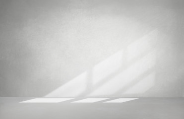 Gray wall in an empty room with concrete floor