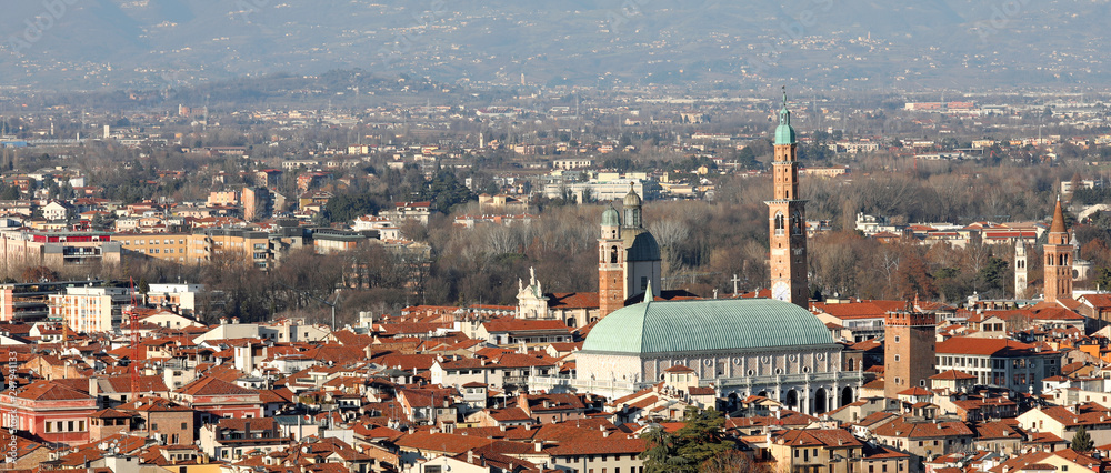 Panorama  of Vicenza in Northern Italy with the famous monument