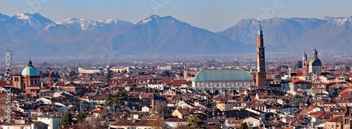 Enchanting panorama of the city of Vicenza in Italy and the medi photo