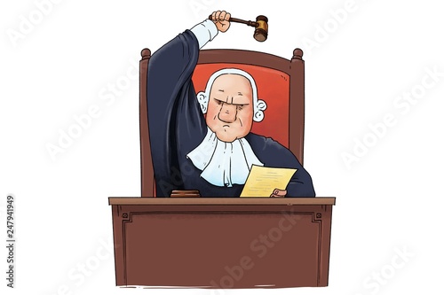 Judge at work caricature