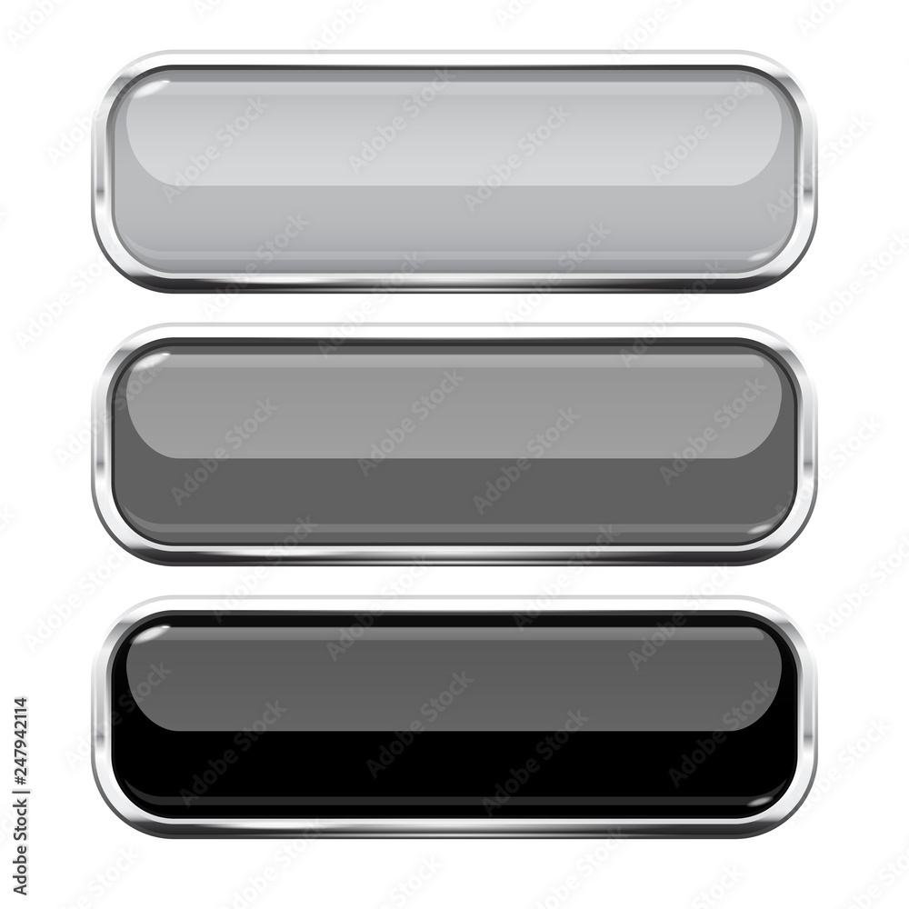 Gray 3d glass buttons with metal frame Gray 3d glass buttons with metal frame