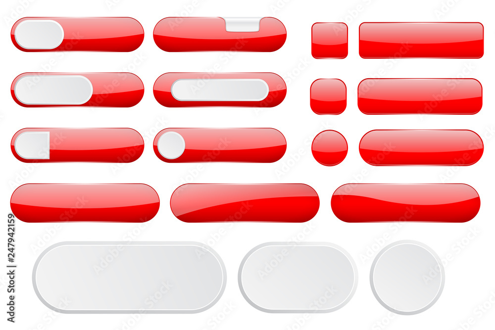 Red interface buttons. Web icons Red interface buttons. Web icons