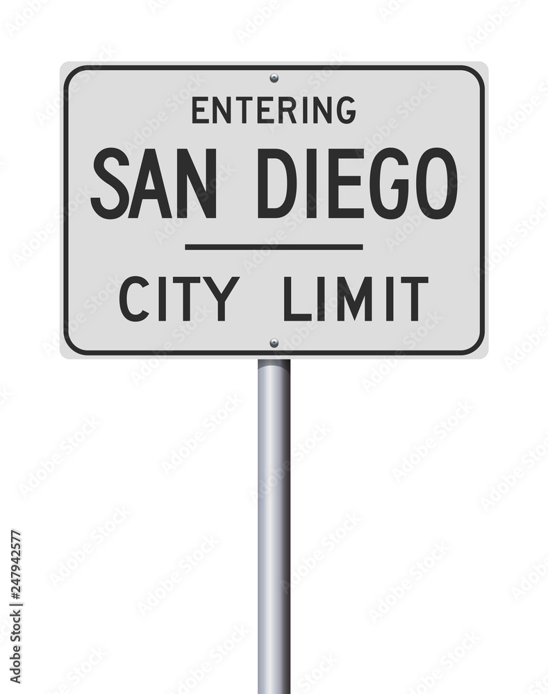 Entering San Diego City Limit road sign Entering San Diego City Limit road sign