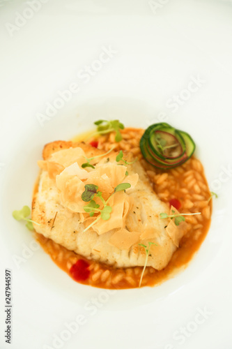 White fish with vegetable sauce