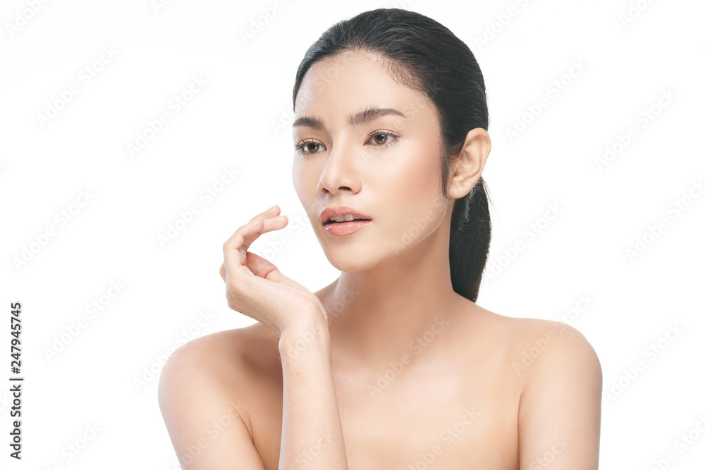 Attractive Beautiful adult asian woman portrait with prefect clean skin. close up isolated on white background. Attractive Beautiful adult asian woman portrait with prefect clean skin. close up isolated on white background.