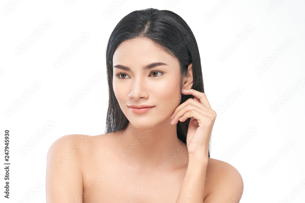 Attractive Beautiful adult asian woman portrait with prefect clean skin. close up isolated on white background. Attractive Beautiful adult asian woman portrait with prefect clean skin. close up isolated on white background.