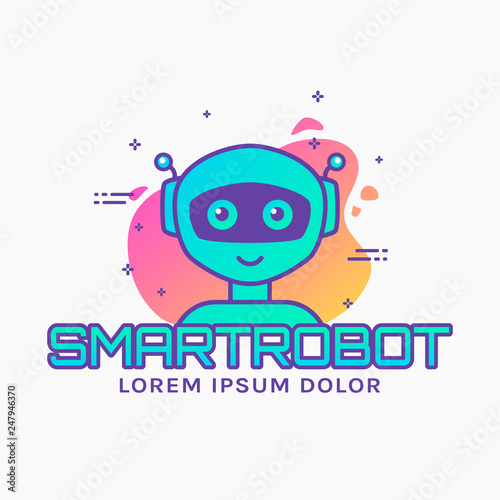 Smart Robot colorful outline logo. Vector illustration.