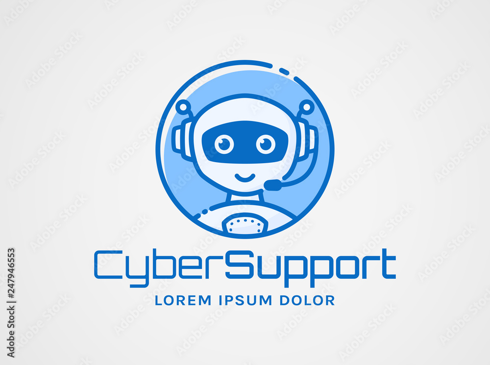 Robotic customer support. Vector logo. Robotic customer support. Vector logo.