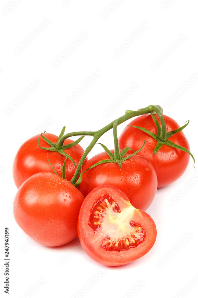 Fresh red tomatoes isolated on white background