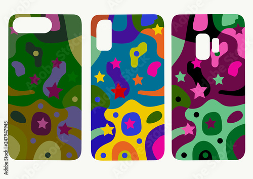 Set of mobile phone back cover templates. Beautiful original colorful abstract color drawing  illustration  for phone cover
