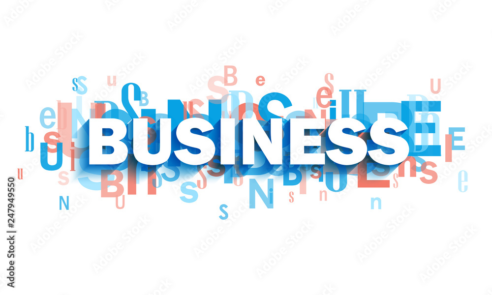 BUSINESS blue and coral typography banner BUSINESS blue and coral typography banner