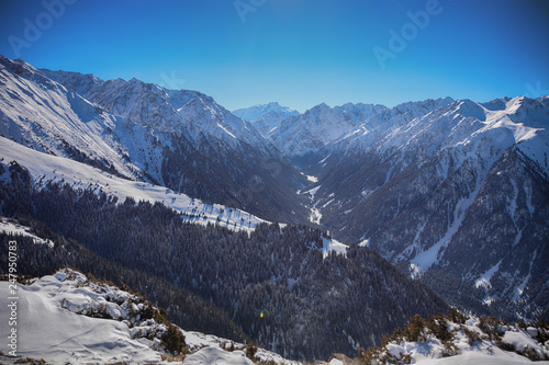 Scenic alpine landscape with and mountain ranges.
