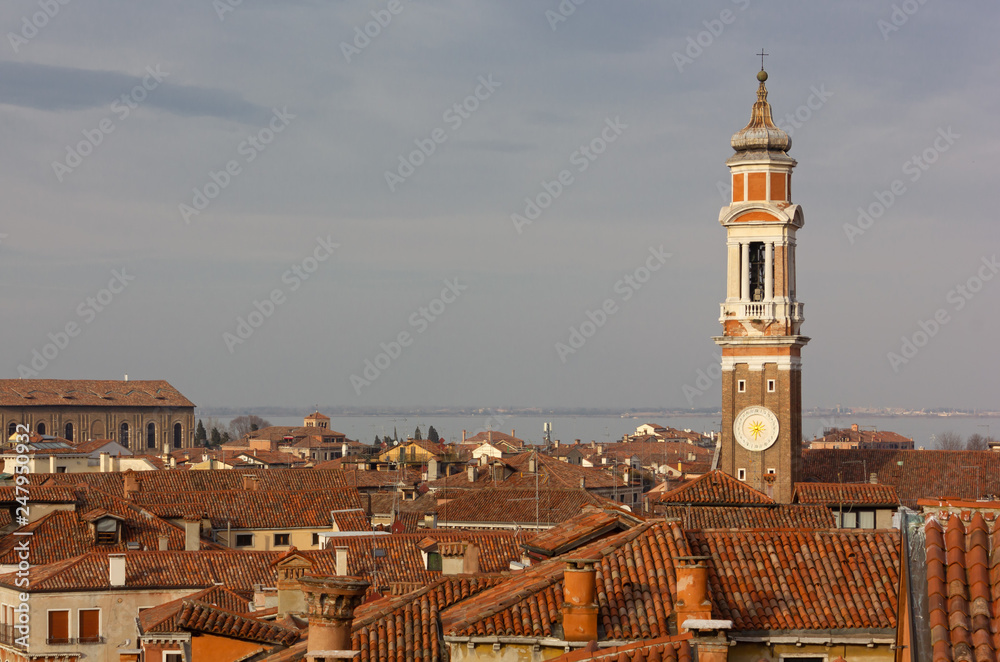 Venetian Roofs and Bell Tower of Santi Apostoli Church