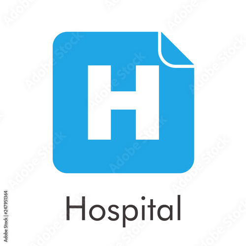 Logotipo Hospital con letra H en cuadrado con esquina doblada en color azul