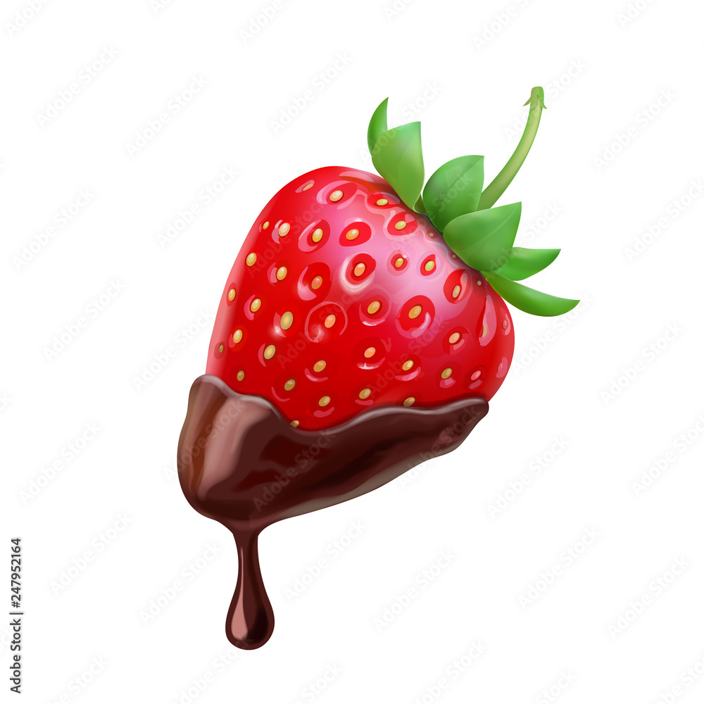 Strawberry and chocolate dipped realistic illustration Stock Vector ...
