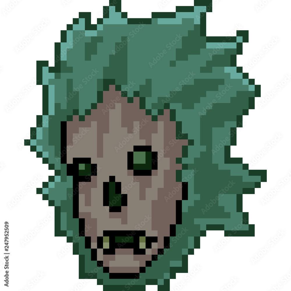 vector pixel art zombie face vector pixel art zombie face