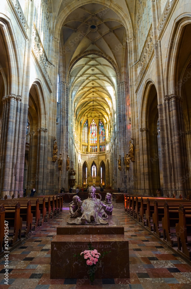 Interior of St. Vitus Cathedral in Prague Castle, Prague, Czech Republic