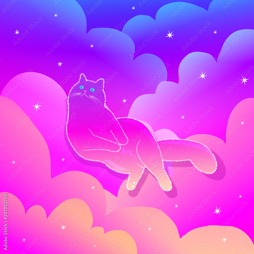 Magic cat in the sky