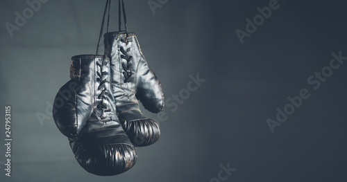boxing gloves on the dark background