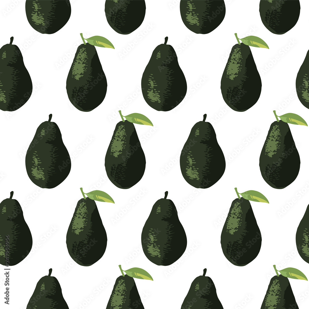 Vector summer pattern with avocado, flowers and leaves. Seamless texture design. Vector summer pattern with avocado, flowers and leaves. Seamless texture design.