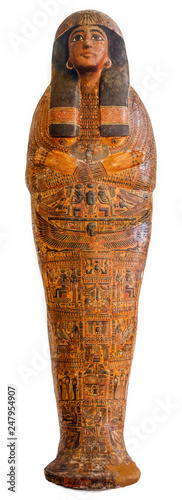 Canvas Print Egyptian sarcophagus isolated over a white background