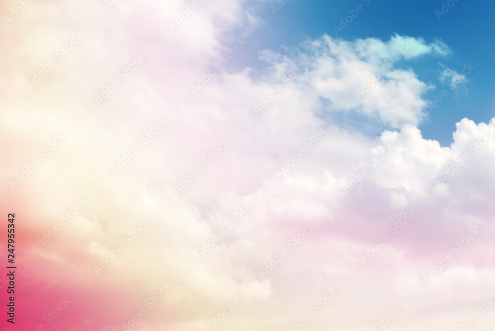 Sun and cloud background with a pastel colored 