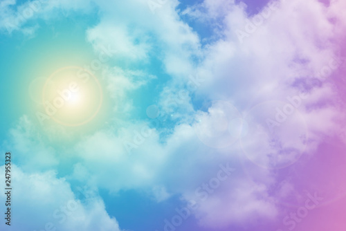 Sun and cloud background with a pastel colored  © chachamp