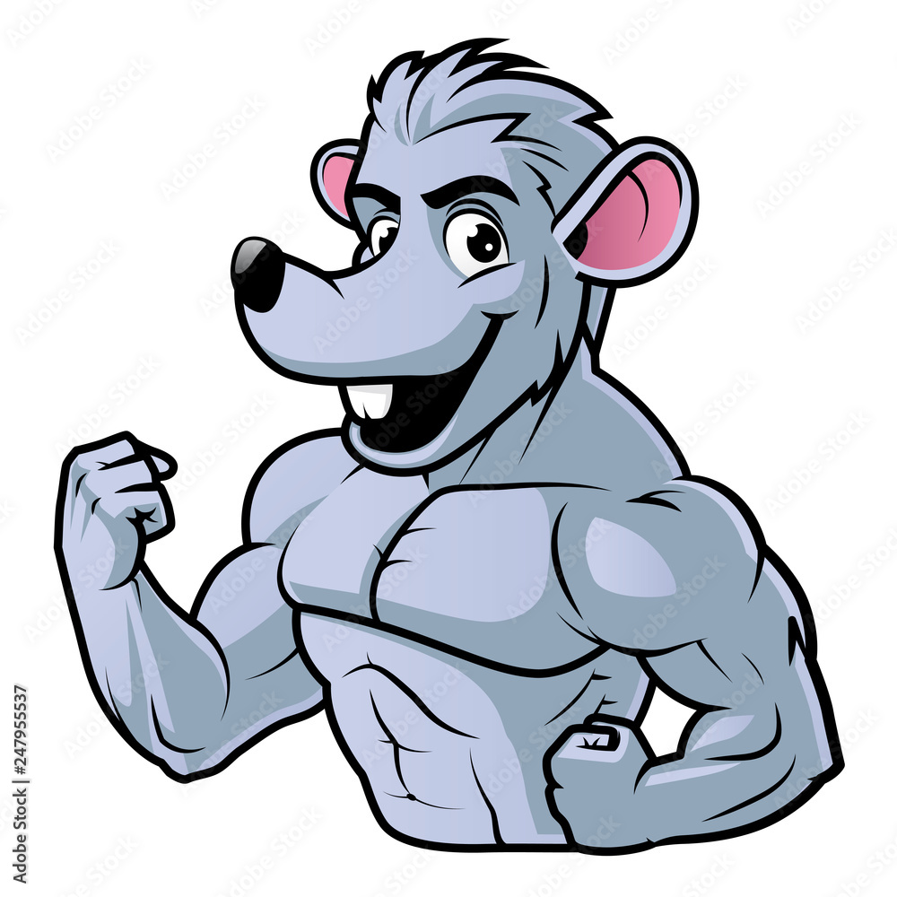 Biceps pose of a gym rat cartoon character Stock Vector Adobe Stock