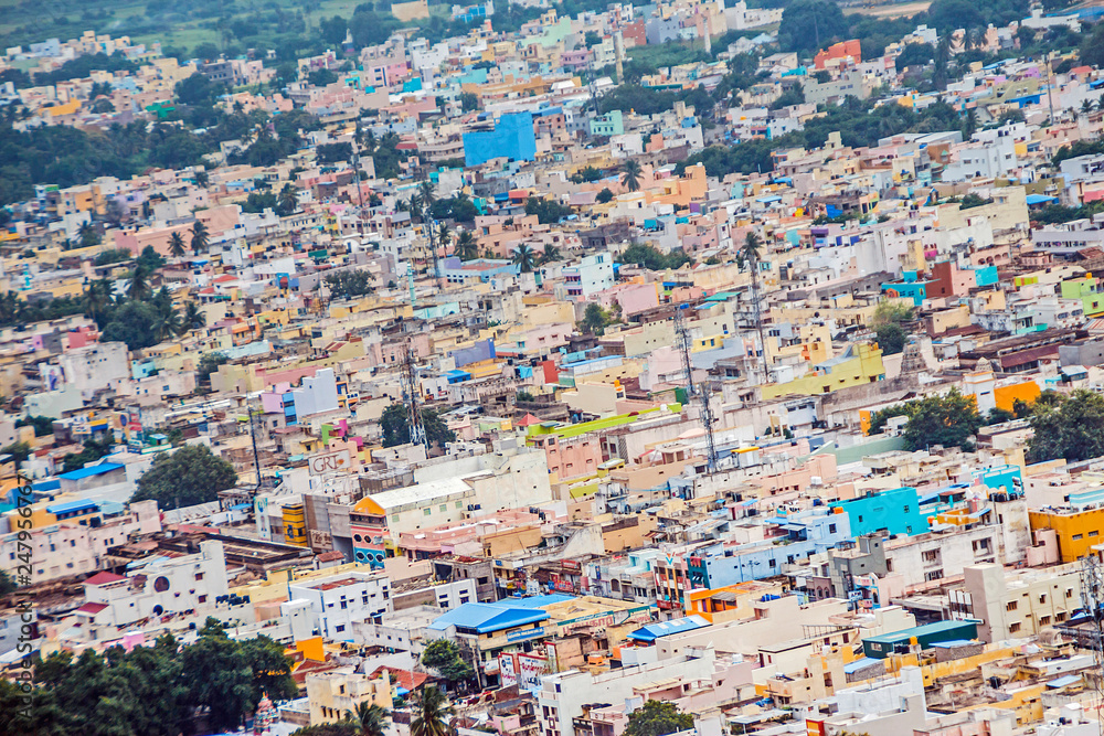 Tiruvannamalai, India Top view of sity