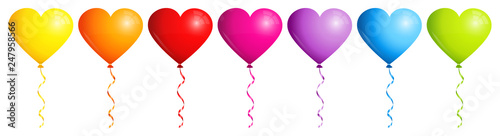 7 Luftballons Herzen Bunt