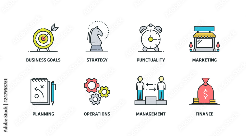 BUSINESS PLAN COLORED ICON SET BUSINESS PLAN COLORED ICON SET