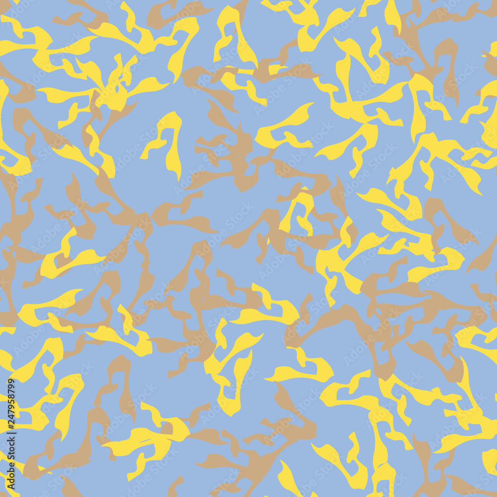 UFO camouflage of various shades of yellow, brown and blue colors UFO camouflage of various shades of yellow, brown and blue colors
