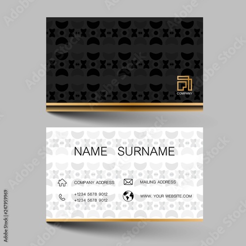 Modern business card template design. With inspiration from the abstract.Contact card for company. Two sided black and white . Vector illustration. 